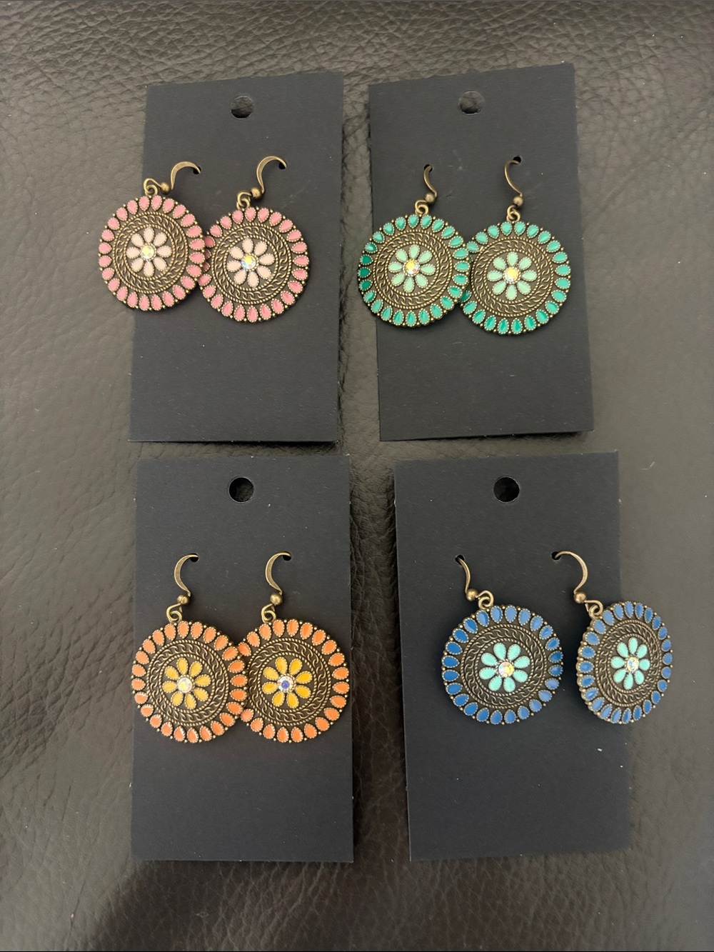Boho Floral Round Dangle Earrings - Pick 1 - Picture 2 of 6